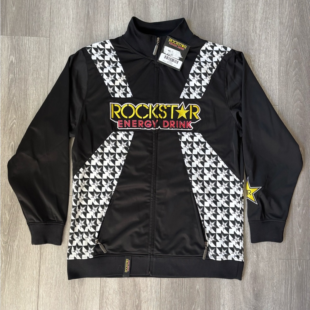 NWT Rockstar Energy Drink Jacket Mens Size XL Black Full Zip Embroidered Logo